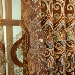 Halvmörkläggningsgardin Måttbeställd Gardin Med Europeisk Blombroderi För Vardagsrum/Sovrum