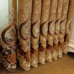 Halvmörkläggningsgardin Måttbeställd Gardin Med Europeisk Blombroderi För Vardagsrum/Sovrum