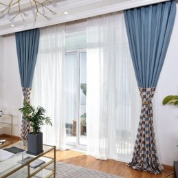 Bomullsgardin Måttbeställd Gardin Rutigt Tryckt Nordisk Stil