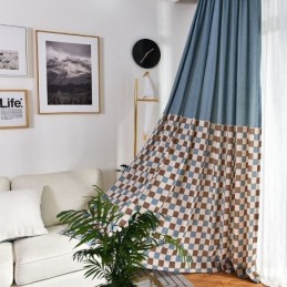 Bomullsgardin Måttbeställd Gardin Rutigt Tryckt Nordisk Stil