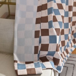 Bomullsgardin Måttbeställd Gardin Rutigt Tryckt Nordisk Stil