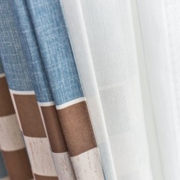 Bomullsgardin Måttbeställd Gardin Rutigt Tryckt Nordisk Stil