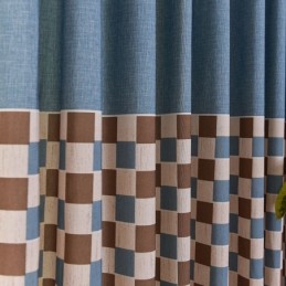 Bomullsgardin Måttbeställd Gardin Rutigt Tryckt Nordisk Stil