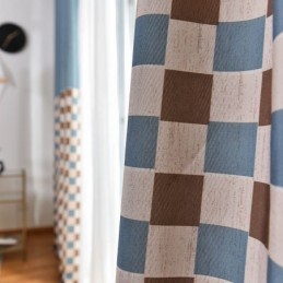 Bomullsgardin Måttbeställd Gardin Rutigt Tryckt Nordisk Stil