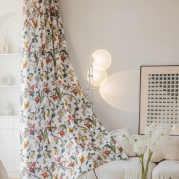 Lövtryckta Gardiner I Amerikansk Stil I Polyester