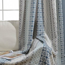 Mörkläggningsgardin I Bomull Och Linne I Nordisk Stil, Måttbeställd, Geometrisk Jacquard För Vardagsrum Och Sovrum
