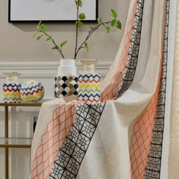 Mörkläggningsgardin I Bomull Och Linne I Nordisk Stil, Måttbeställd, Geometrisk Jacquard För Vardagsrum Och Sovrum