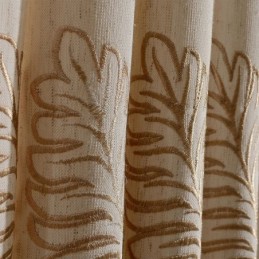 Mörkläggningsgardin I Bomull Och Linne I Nordisk Bomull, Måttbeställd, Broderad Lövgardin För Vardagsrum Och Sovrum