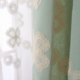 Mörkläggningsgardin I Bomull I Nordisk Stil, Måttbeställd Gardin Med Blommotiv, Broderad