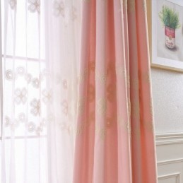 Mörkläggningsgardin I Bomull I Nordisk Stil, Måttbeställd Gardin Med Blommotiv, Broderad