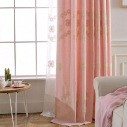 Mörkläggningsgardin I Bomull I Nordisk Stil, Måttbeställd Gardin Med Blommotiv, Broderad