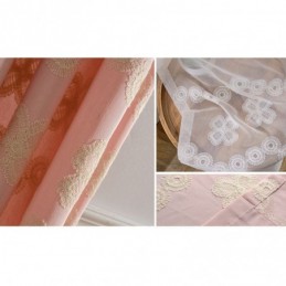 Mörkläggningsgardin I Bomull I Nordisk Stil, Måttbeställd Gardin Med Blommotiv, Broderad