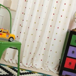 Broderad Bomullsgardin, Måttbeställd, Nordisk Stormprickig Design, För Vardagsrum Och Sovrum