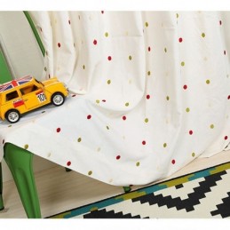 Broderad Bomullsgardin, Måttbeställd, Nordisk Stormprickig Design, För Vardagsrum Och Sovrum