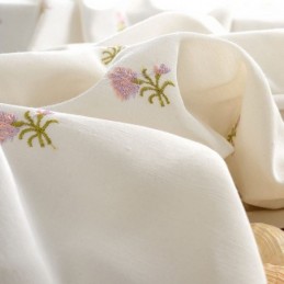 Blommig Broderad Gardin Måttbeställd Nordisk Bomull För Vardagsrum/Sovrum