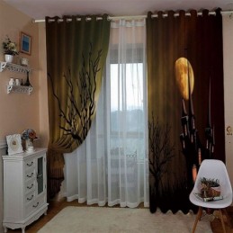 Måttbeställd Gardin Gardin Horror Castle Digitaltryck Amerikanska Gardiner