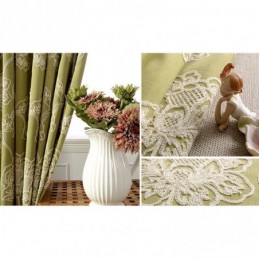 Mörkläggningsgardin I Bomull Och Linne, Måttbeställd, Nordisk Blommig Broderi, För Vardagsrum Och Sovrum