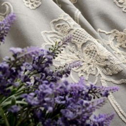 Mörkläggningsgardin I Bomull Och Linne, Måttbeställd, Nordisk Blommig Broderi, För Vardagsrum Och Sovrum