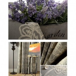 Mörkläggningsgardin I Bomull Och Linne, Måttbeställd, Nordisk Blommig Broderi, För Vardagsrum Och Sovrum