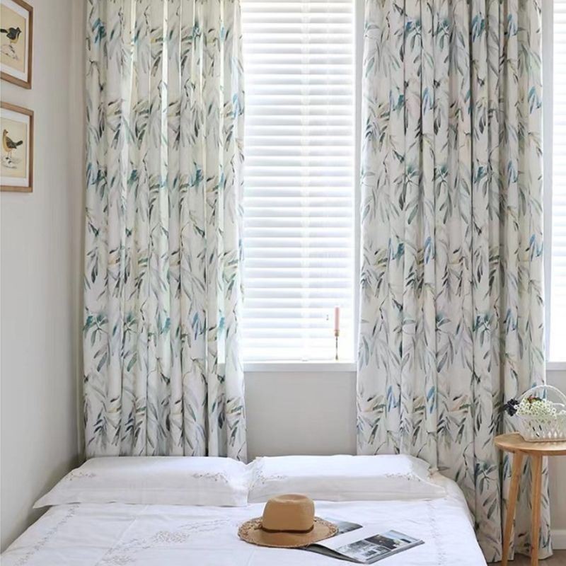 Modern Mörkläggningsgardin Med Mönster Och Växter, Mönstrad Gardin För Vardagsrum