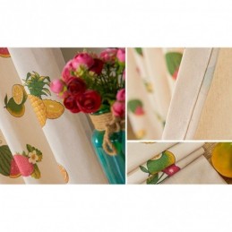 Nordiska Mörkläggningsgardiner I Bomull Med Frukttryck För Vardagsrum Och Sovrum