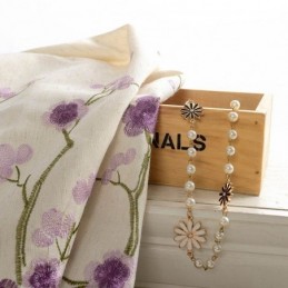 Nordisk Mörkläggningsgardin Måttbeställd Gardin Bomull Plommonblomma Broderad