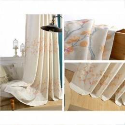 Nordisk Mörkläggningsgardin Måttbeställd Gardin Bomull Plommonblomma Broderad