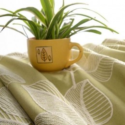 Mörkläggningsgardin I Bomull Och Linne, Måttbeställd, Nordisk Lövverk, Broderad För Vardagsrum Och Sovrum