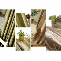 Mörkläggningsgardin I Bomull Och Linne, Måttbeställd, Nordisk Lövverk, Broderad För Vardagsrum Och Sovrum