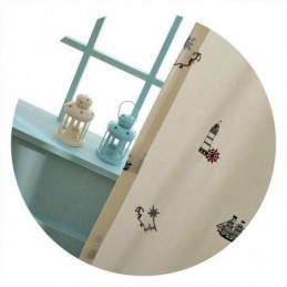 Mörkläggningsgardin I Bomull För Barn, Måttbeställd, Broderad Fyr