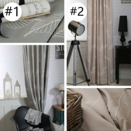 Mörkläggningsgardin I Bomull, Måttbeställd, Broderad Nordisk Lövgardin, För Vardagsrum/Sovrum