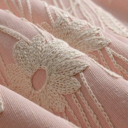 Mörkläggningsgardin I Bomull, Måttbeställd, Broderad Nordisk Växt, För Vardagsrum/Sovrum