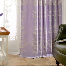 Mörkläggningsgardin I Europeisk Bomull, Måttbeställd, Broderad Blomma