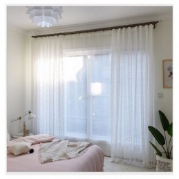 Fransk Spets Floret Voile Transparent Gardin Måttbeställd Gardinpanel Balkong Vardagsrum Ett