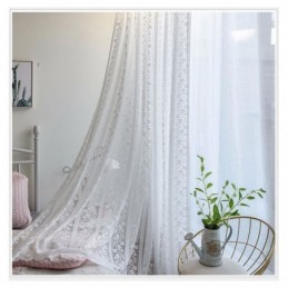 Fransk Spets Floret Voile Transparent Gardin Måttbeställd Gardinpanel Balkong Vardagsrum Ett