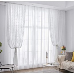 Fransk Spets Floret Voile Transparent Gardin Måttbeställd Gardinpanel Balkong Vardagsrum Ett
