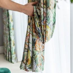 Måttbeställda Gardingardiner Oljemålade Löv Amerikanskt Tryckta Mörkläggningsgardiner