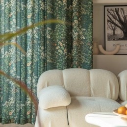 Amerikansk Polybomullsgardin Måttbeställd Gardin Växttryckta Halvmörkläggningsgardiner