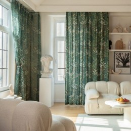 Amerikansk Polybomullsgardin Måttbeställd Gardin Växttryckta Halvmörkläggningsgardiner