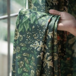 Amerikansk Polybomullsgardin Måttbeställd Gardin Växttryckta Halvmörkläggningsgardiner