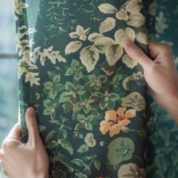 Amerikansk Polybomullsgardin Måttbeställd Gardin Växttryckta Halvmörkläggningsgardiner