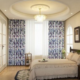 Måttbeställd Gardin Blommigt Tryck Amerikanska Halvmörkläggningsgardiner