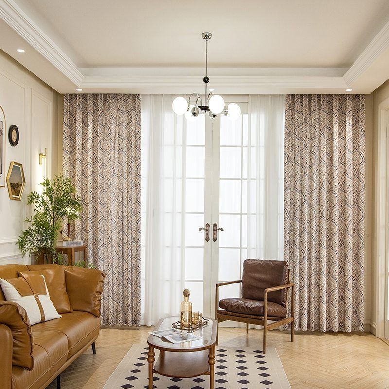 Mörkläggningsgardiner I Polycotton Med Tryck, Amerikanskt Vintagemönster