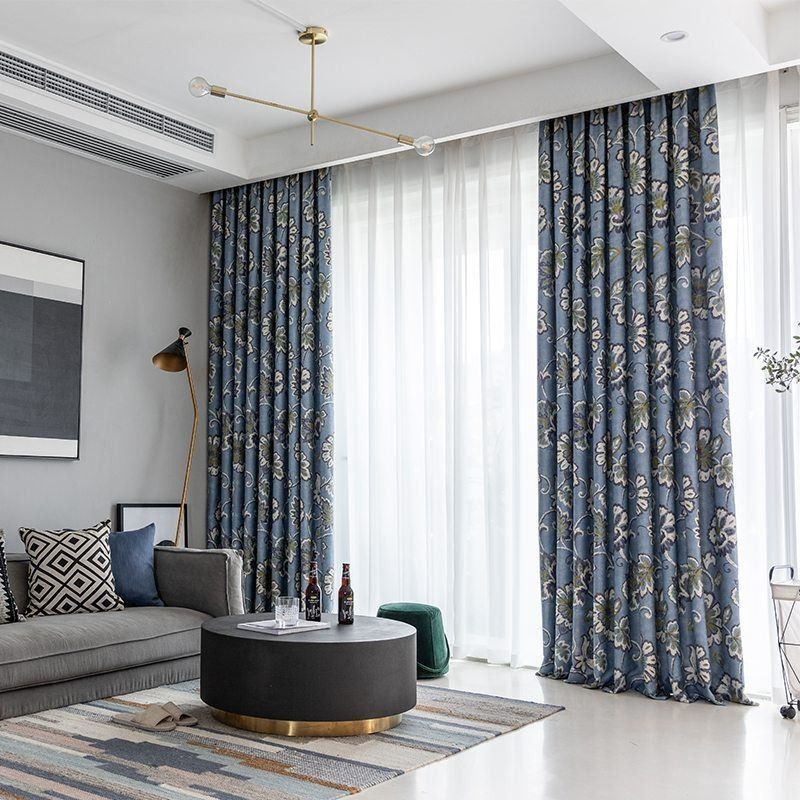 Gardiner American Vintage Blommor Mönstrade Mörkläggningsgardiner