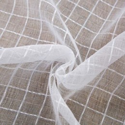 Nordisk Enkel, Skir Gardin, Måttbeställd, Vitrutig Jacquard, Vardagsrums- Och Sovrumstyg