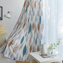 Mörkläggningsgardin I Kontrastfärg, Måttbeställd Gardin, Miljöskyddande, Lövtryck, Mörkläggningsgardin