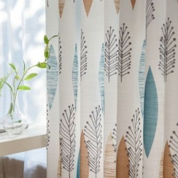 Mörkläggningsgardin I Kontrastfärg, Måttbeställd Gardin, Miljöskyddande, Lövtryck, Mörkläggningsgardin