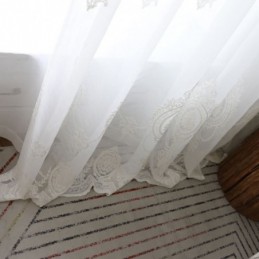 Andningsbar Transparent Gardin Måttbeställd Gardin Vit Alla Matchande Broderi Vardagsrum
