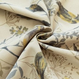 Mörkläggningsgardin I Linne, Måttbeställd, Tryckt Med Växt, För Vardagsrum Och Sovrum