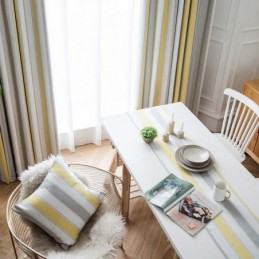 Nordisk Modern Jacquardgardin Måttbeställd Gardin Kontrastränder Vardagsrum Sovrum Arbetsrum Tyg